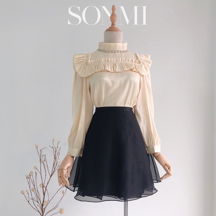 Áo Sơ Mi Nữ SONMI Kiểu Cổ Tròn Tay Dài JULISSA BIANCA
