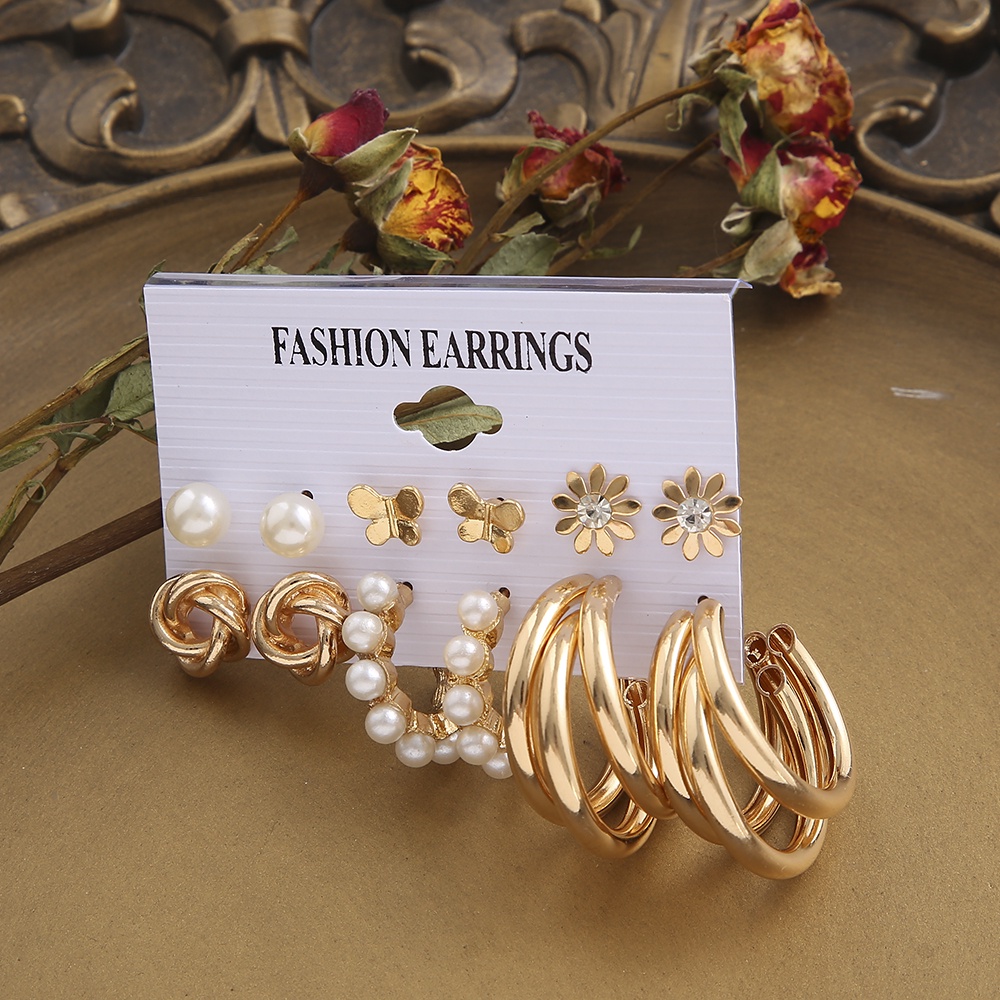 Set 5/6/9/17 cặp khuyên tai thời trang nữ