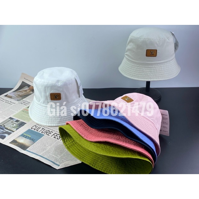 mũ cụp bucket - nón bo hàn quốc 2 mặt 2 mạc da nâu nhỏ Lv phong cách nữ - thời trang trend