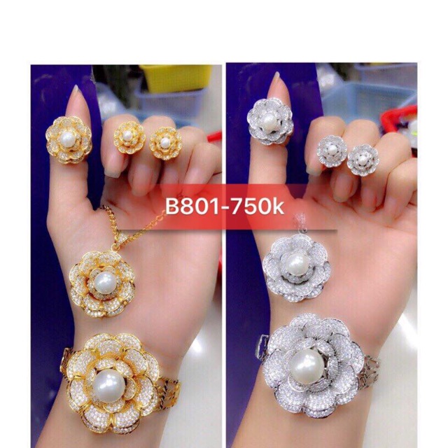 Bộ trang sức xi mạ vàng và bạch kim cao cấp B801