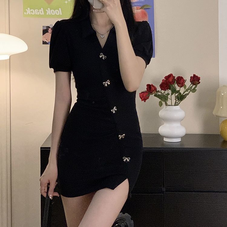 SUXI Váy body Cổ Chữ V Màu Sắc Đơn Giản Quyến Rũ Cho Nữ