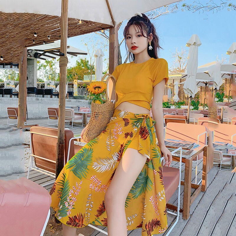 Bộ Đồ Bơi Mỏng Ba Mảnh Che Bụng Phong Cách Hàn Quốc 2021 Cho Nữ