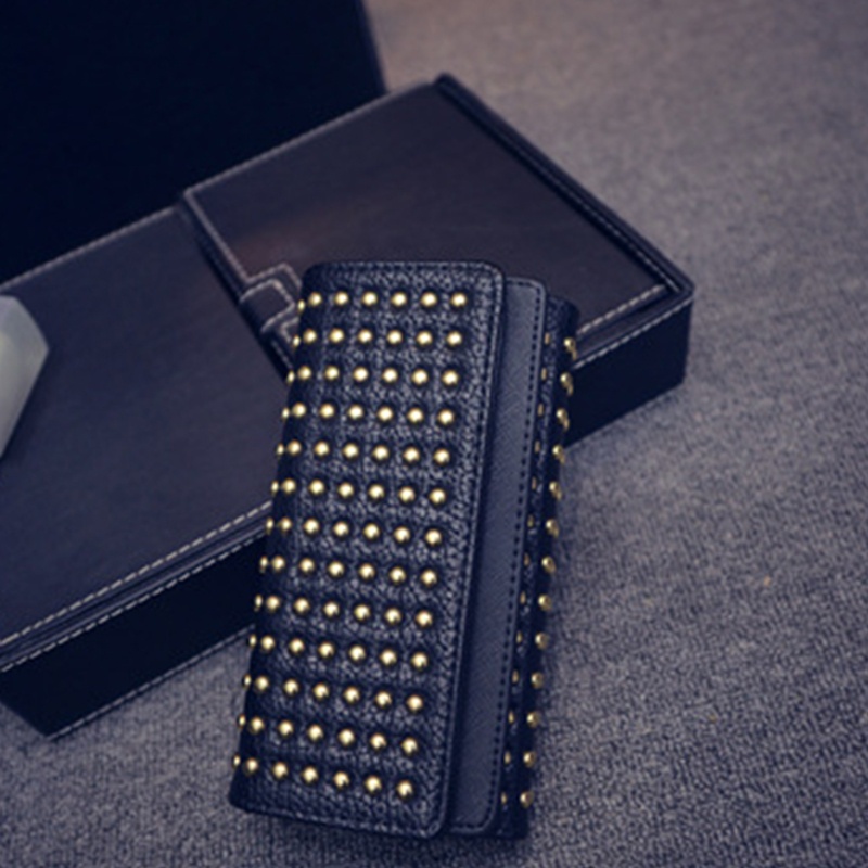 Youyo Ví Da Pu Đựng Điện Thoại Thẻ Đính Đinh Tán Thời Trang Trẻ Trung Dành Cho Nữ