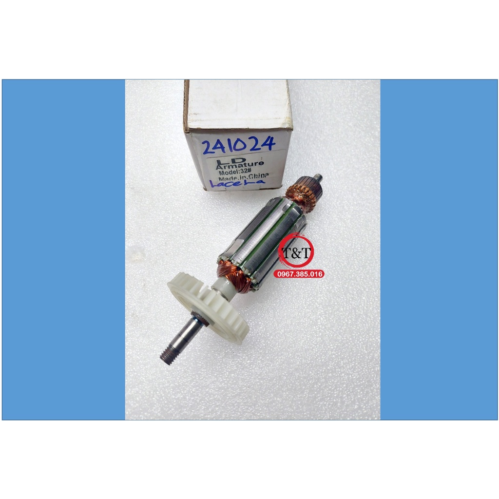 Rô to máy mài góc lLACELA 241024, RUỘT MÀI 1 TẤC 24.1024 DÀI 163 THÂN 32 ĐẦU REN 8MM.