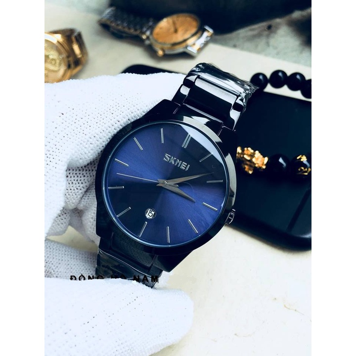 Đồng hồ nam chống nước Skmei dây thép không gỉ có lịch ngày