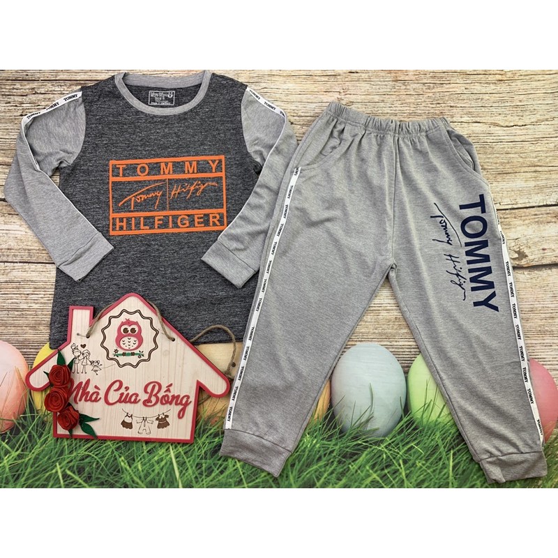 Bộ dài bé trai chất thun xược phối chữ Tommy size 22 - 40 kg