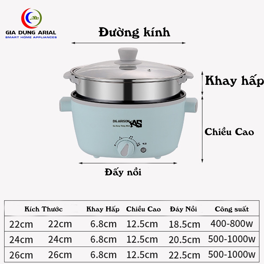 Nồi Lẩu Mini Đa Năng ARISON N-09 Dung Tích Lên Đến 3.2L Chống Dính Cao Cấp Bảo Hành 6 Tháng NL09