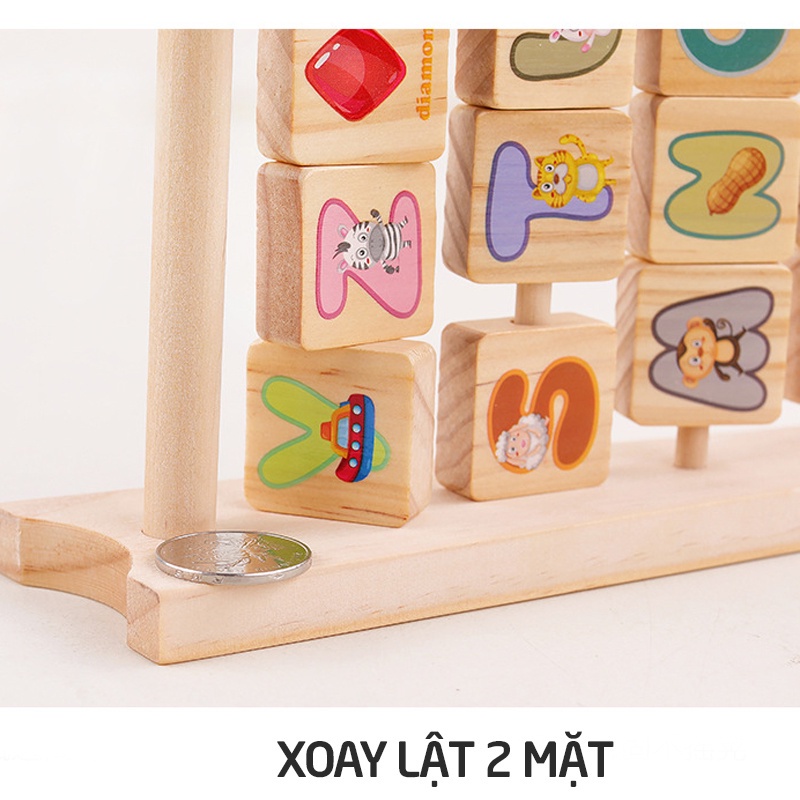 Giá Gỗ Học Tập Cho Bé Bảng Chữ Cái Tiếng Anh Xoay 2 Mặt