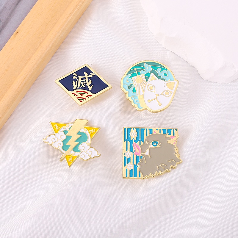 Ghim cài áo QIHE JEWELRY xu hướng &quot;Demon Slayer&quot; Tanjiro Called Bean My Wife Zenitsu Manga Nhật Bản
