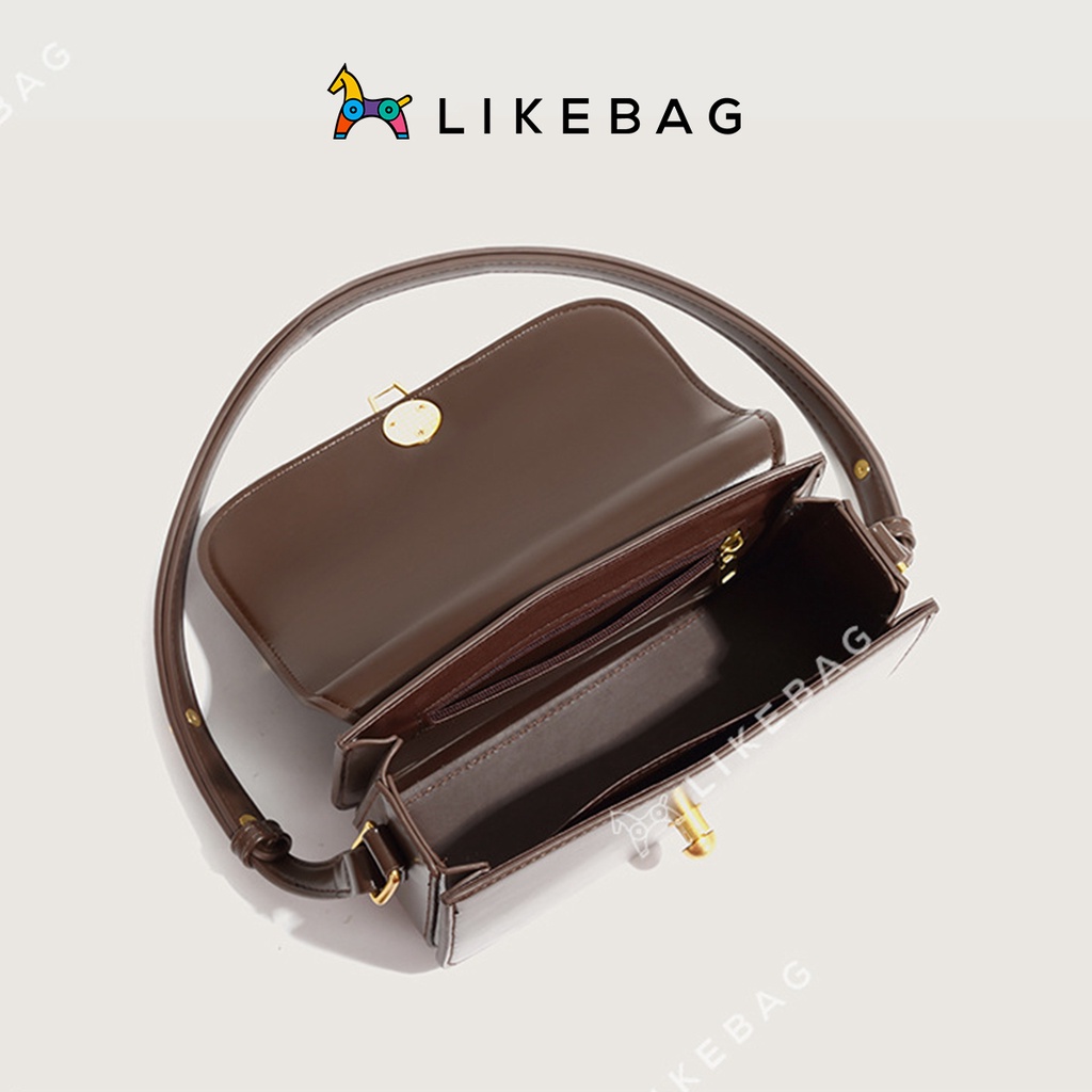 Túi nữ đeo chéo basic LIKEBAG kiểu dáng chữ nhật phối dây da thời trang trẻ trung 219XK6868 - LIBAGI