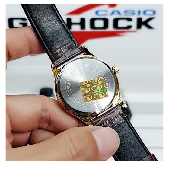 Đồng hồ nam Casio MTP-V006GL-7BUDF chính hãng dây da thể thao,mặt trắng,viền vàng,bảo hành 18 tháng