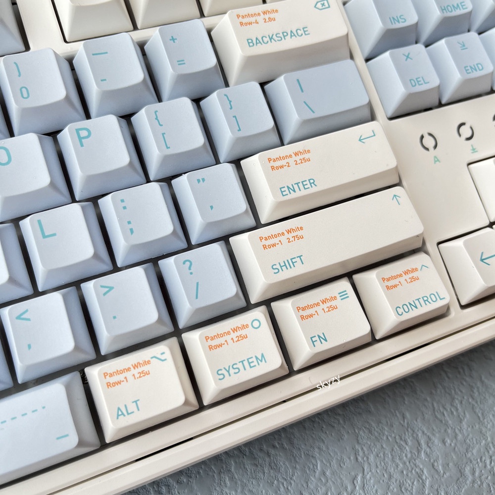 Màu xanh nhạt Keycaps Cherry Cấu hình màu xanh trắng Bàn phím cơ PBT DYE-SUB Bàn phím cơ Keycap 130 phím