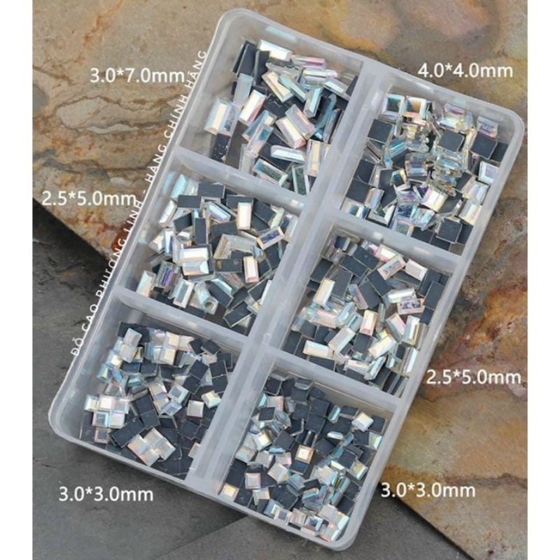 set đá khối chân bằng mix hình vuông, hình chữa nhật