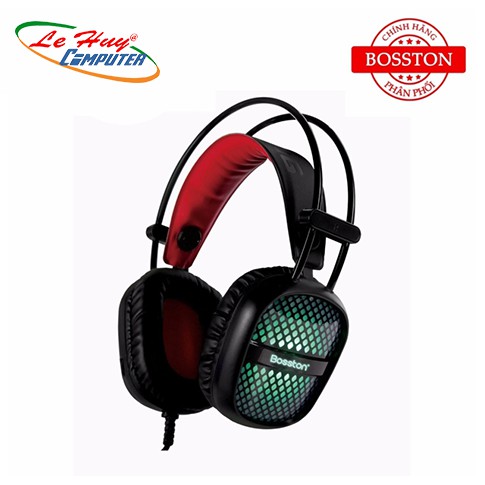 Tai nghe chụp tai chuyên Game Bosston HS100 Led đa màu (Đen) - Hãng phân phối chính thức