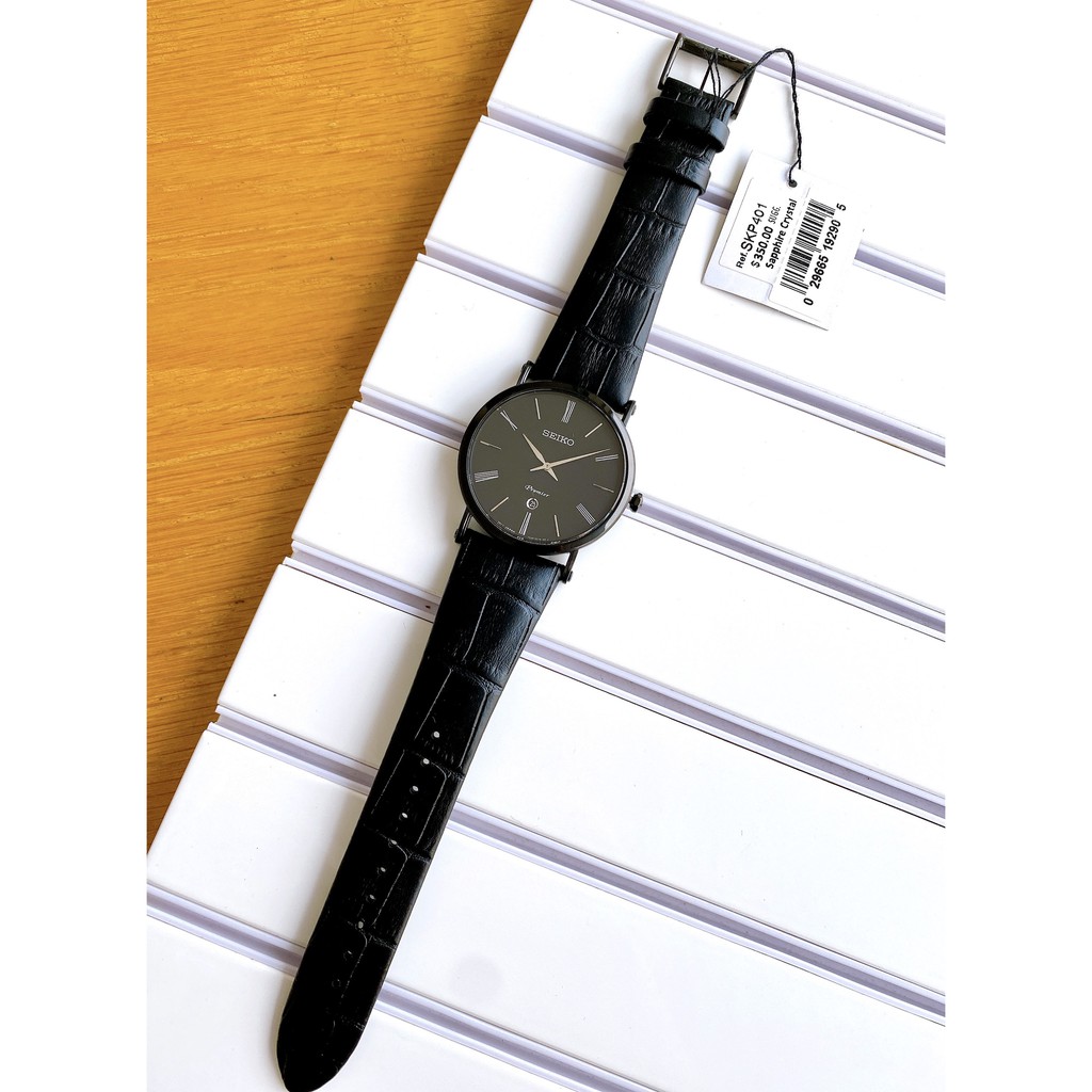 Đồng hồ nam chính hãng Seiko Premier SKP401P1 - Máy Quartz pin - Kính cứng - Dây da