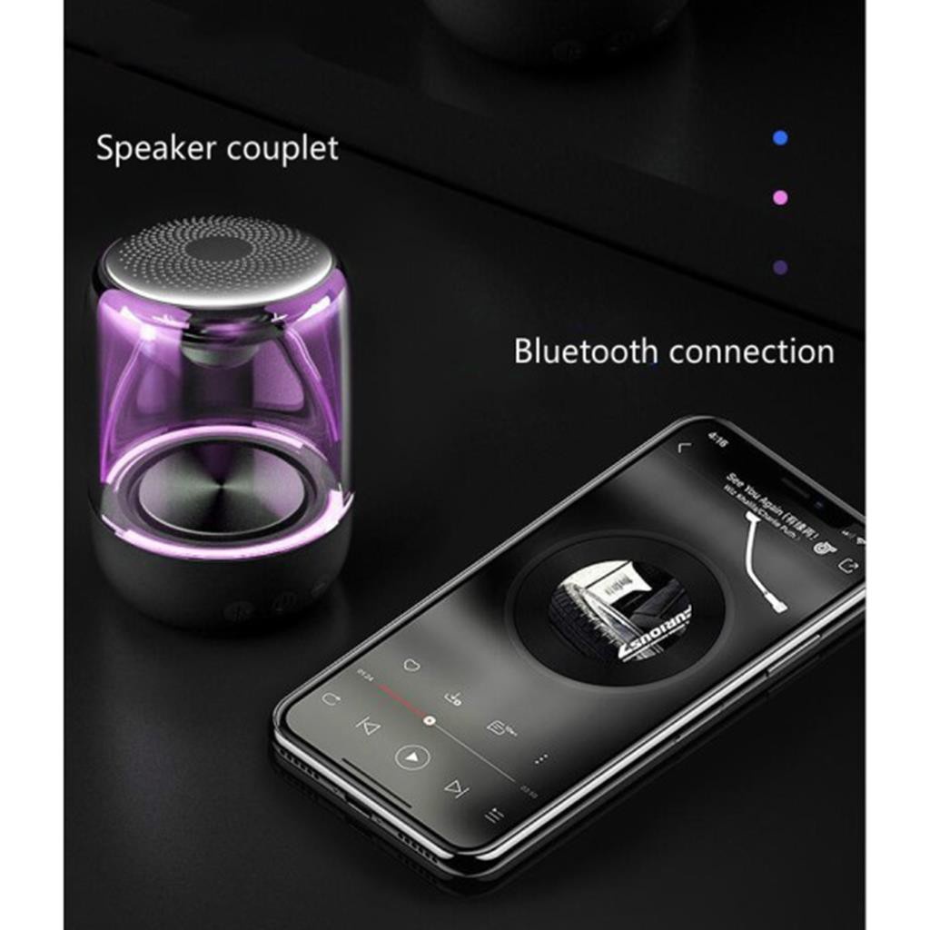 Loa Bluetooth Trên Dưới Trong Suốt Yayusi C7-C7plus âm thành vòm 6D âm bass trầm led RGB pin 1000mAh -dc3636