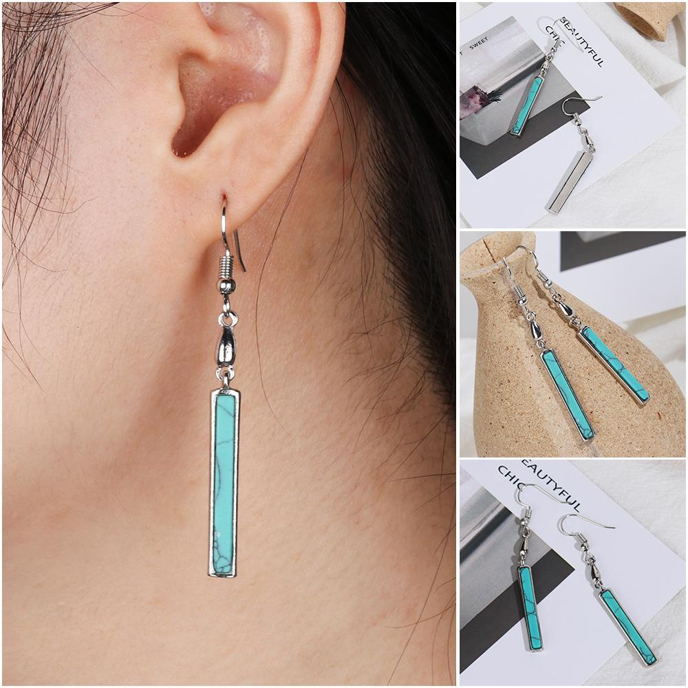 1 Đôi Bông Tai Đính Đá Ngọc Lam Phong Cách Bohemian
