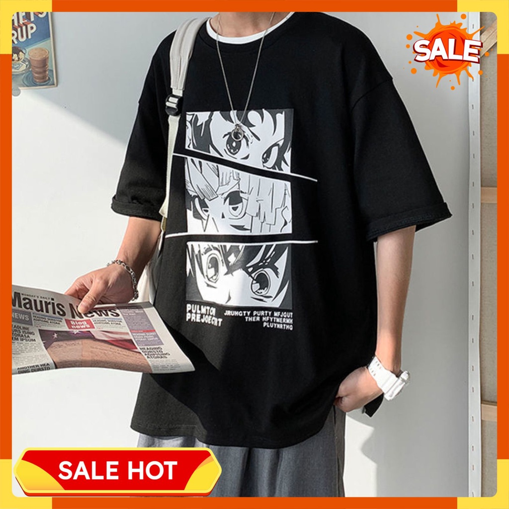 Áo phông nam nữ unisex tay lỡ Animet Vanylaz, áo thun form rộng cổ tròn trẻ trung năng động