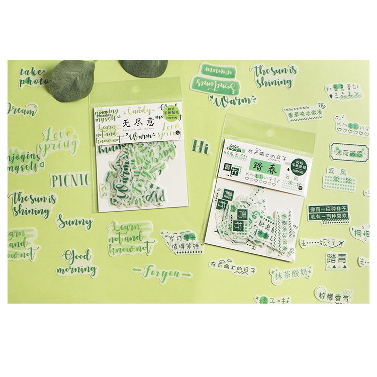Sticker leaf clover green dùng để trang trí sổ, notebook, bullet journal