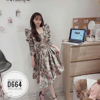 Bigsize Đầm bố hoa xoè D664