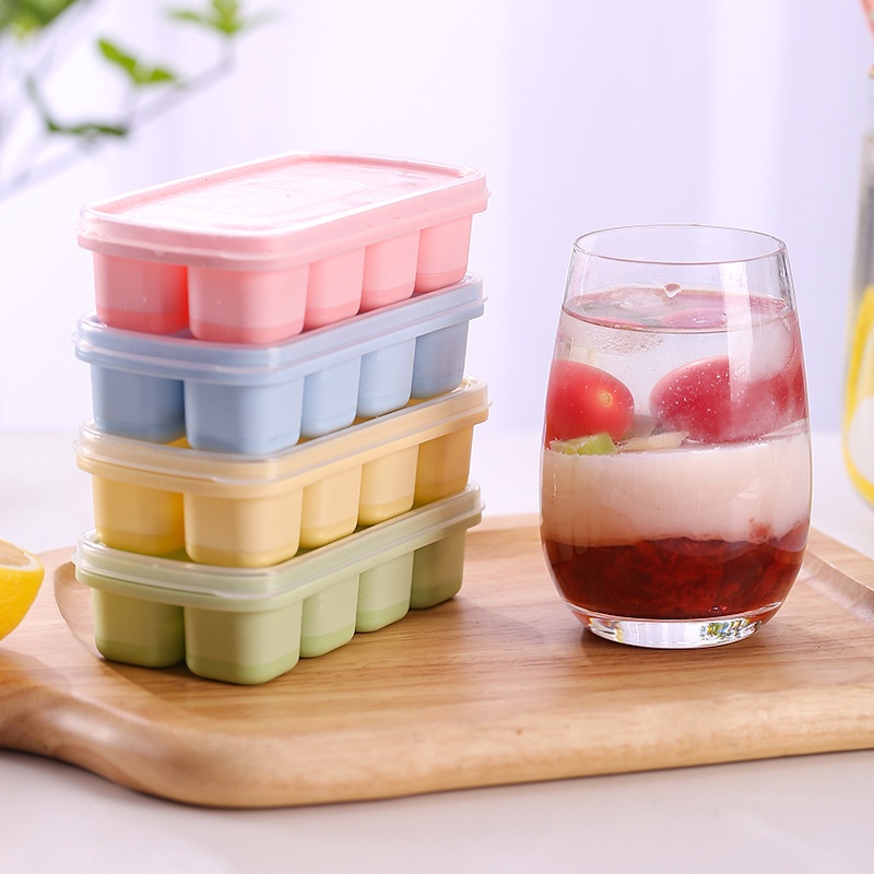 Khay Làm Đá Viên Bằng silicone Có Nắp Đậy Tiện Lợi Dành Cho Gia Đình