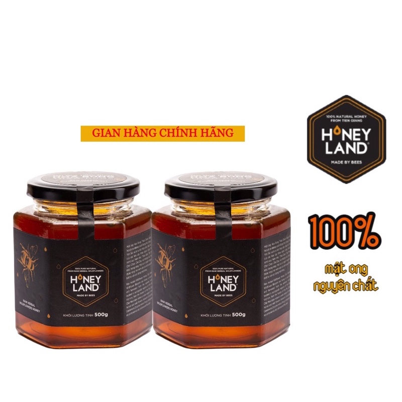 Combo 2 hũ mật ong rừng Thảo Dược HONEYLAND tổng 1000g mật ong thiên nhiên nguyên chất