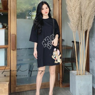 váy suông in hình jenny haha cá tính chất cotton