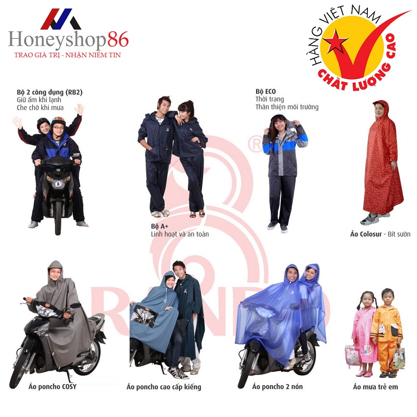 ÁO MƯA BỘ RANDO ECO ASUM-01 THỜI TRANG – THÂN THIỆN VỚI MÔI TRƯỜNG HONEYMART