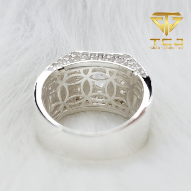 Nhẫn nam Bạc ý 925 thiết kế 3D đính full đá cao cấp, sang trọng RM0078 Trang sức Toàn Cầu TCJ