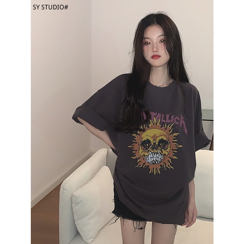 Áo thun SUXI tay ngắn cổ tròn dáng rộng phong cách thời trang Hàn Quốc