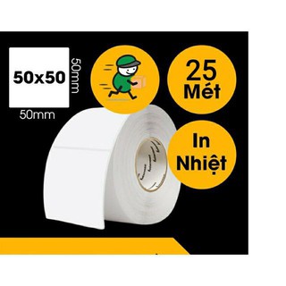 Giấy In Mã Vạch 50x50 mm cuộn - Decal Nhiệt 5x5 cm - Tem GHTK