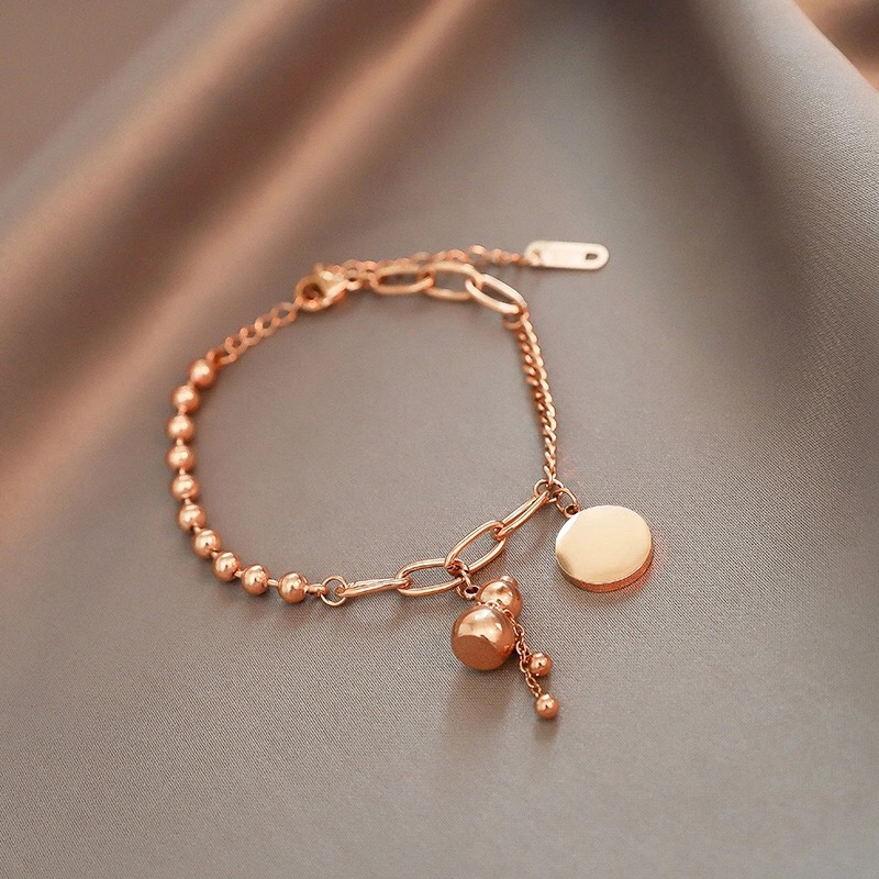 Vòng Đeo Tay Bằng Thép Titan Mạ Vàng Hồng 18k Phong Cách Dân Tộc Cổ Điển Thời Trang Cho Nữ