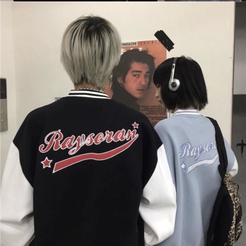 Áo khoác form rộng tay dài bomber RAYSON ulzzang - Áo Khoác Bóng Chày Unisex Nam Nữ