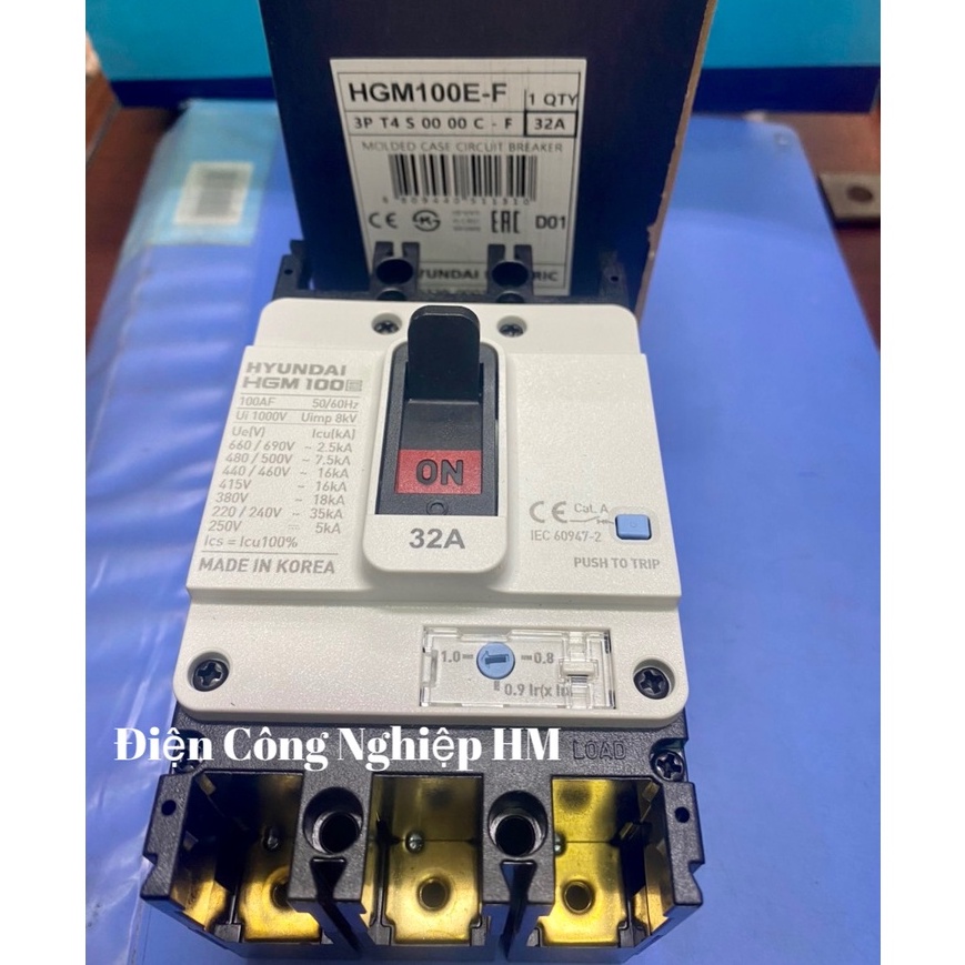 Aptomat MCCB 3 Pha HGM100E-F Hyundai dòng 32A~50A - Chính Hãng, Át Tô Mát Khối Cầu Dao Điện 3P