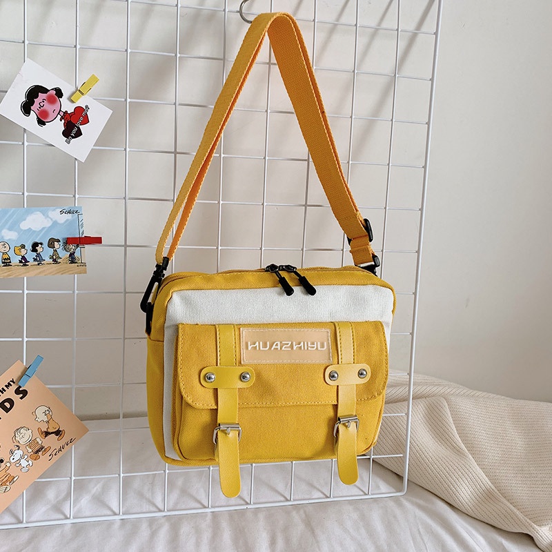 Túi Đeo Chéo Vải Canvas Mềm Mại Đựng Điện Thoại Phong Cách Hàn Quốc Dễ Thương Cho Nữ