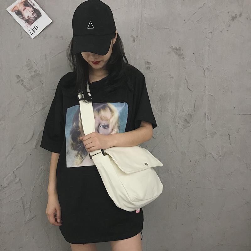 Túi tote vải canvas đeo chéo đi học đi chơi phong cách unisex nam nữ