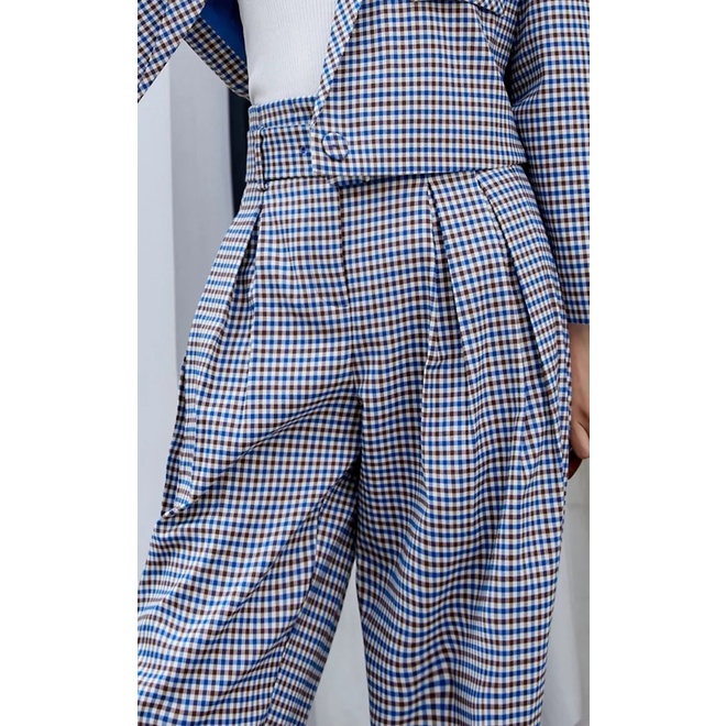 Vero Moda Quần Nữ Cổ Điển Ca Rô Cạp Cao Có Dây Belt 320350017