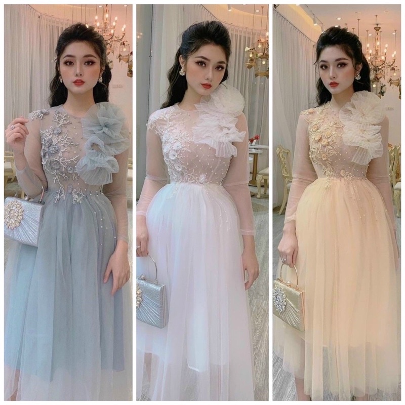 ĐẦM CÔNG CHÚA ĐÍNH HOA KẾT HẠT FULL SIZE S/M/L/xL