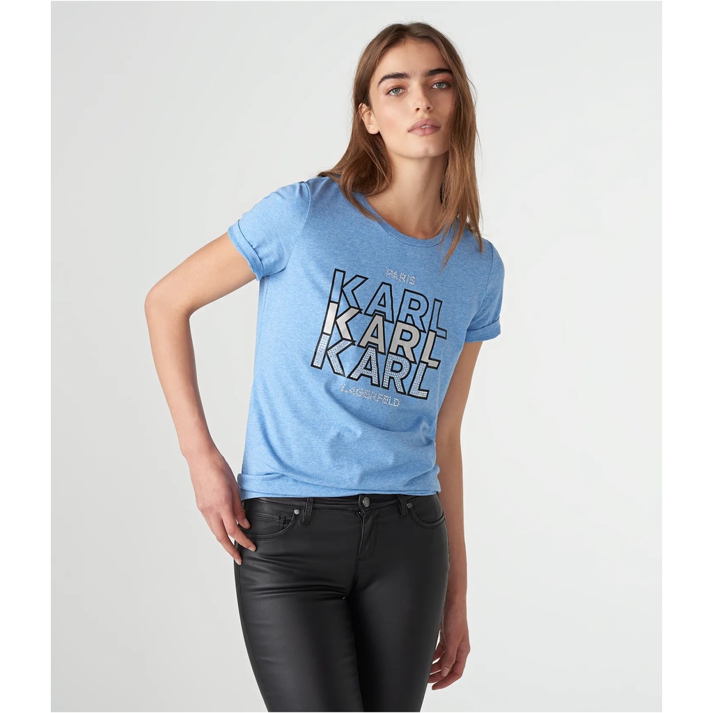 ÁO THUN NỮ PHÁP KARL LAGERFELD MÀU XANH - SIZE XS