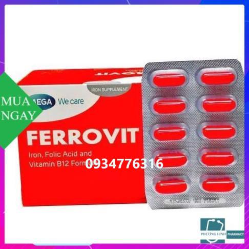 Sản phẩm FERROVIT hổ trợ người thiếu máu do thiếu sắt, hộp 50 viên