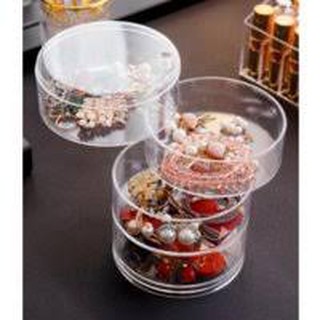 Hộp Để Đồ Trang Sức Khay Xoay 360 Độ Trong Suốt