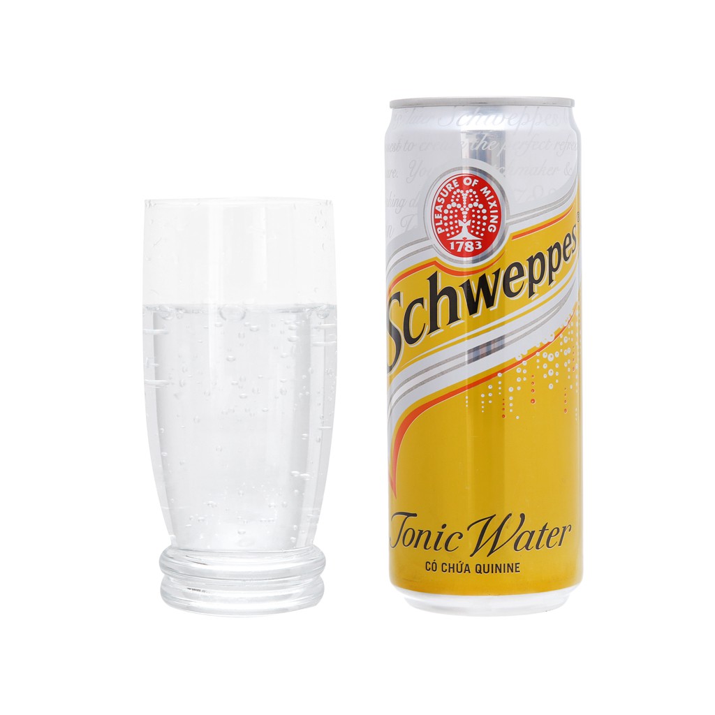 Thùng 24 Lon Nước Giải Khát có gas Schweppes Tonic 320ml - Đồ uống Soda pha chế chuyên nghiệp