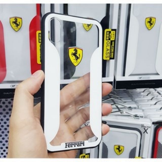 Ốp lưng kính chống sốc cho IPhone X hiệu FERRARI chính hãng