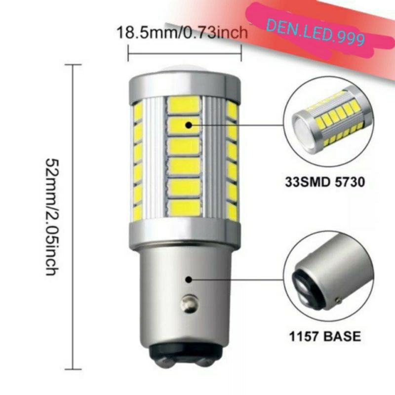 🔥ĐÈN LED HẬU NHÁY 33 TIM LED BI CẦU Ô TÔ XE MÁY💥2 CHÂN DƯƠNG (GIÁ 1 BÓNG)