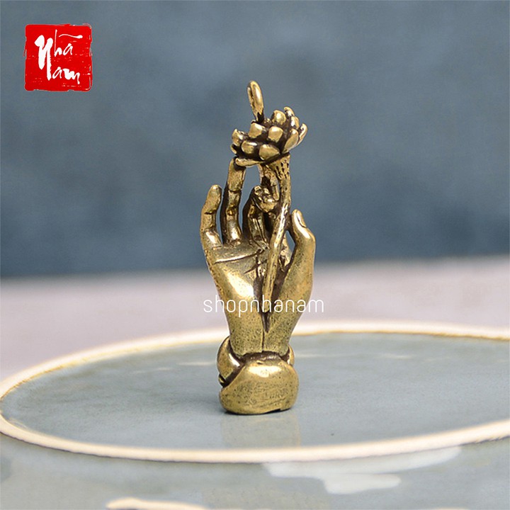 Tượng đồng phong thủy niêm hoa vi tiếu tay phật hoa sen trang trí vật phẩm phong thủy