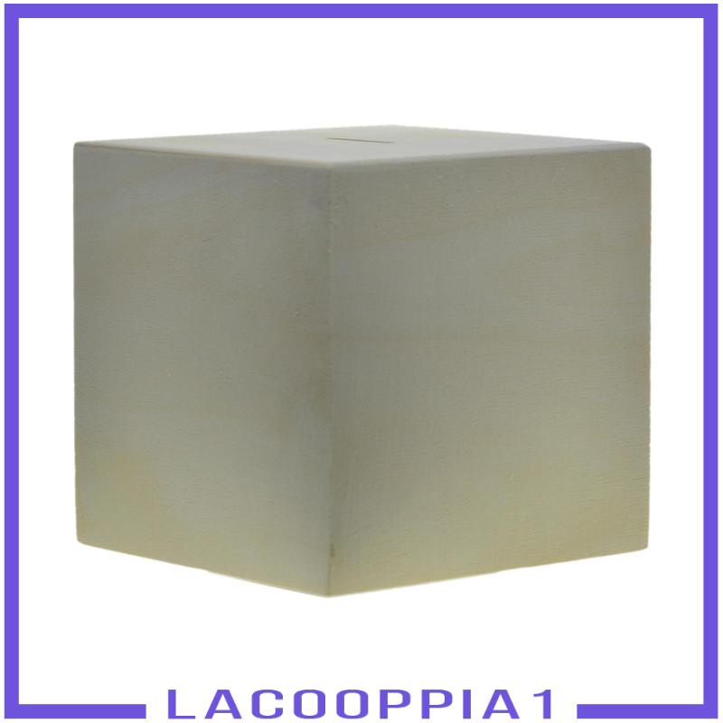 [Lacooppia1] Hộp Đựng Tiền Tiết Kiệm Hình Dạng Cuboid Bằng Gỗ DIY Cho Trẻ Em