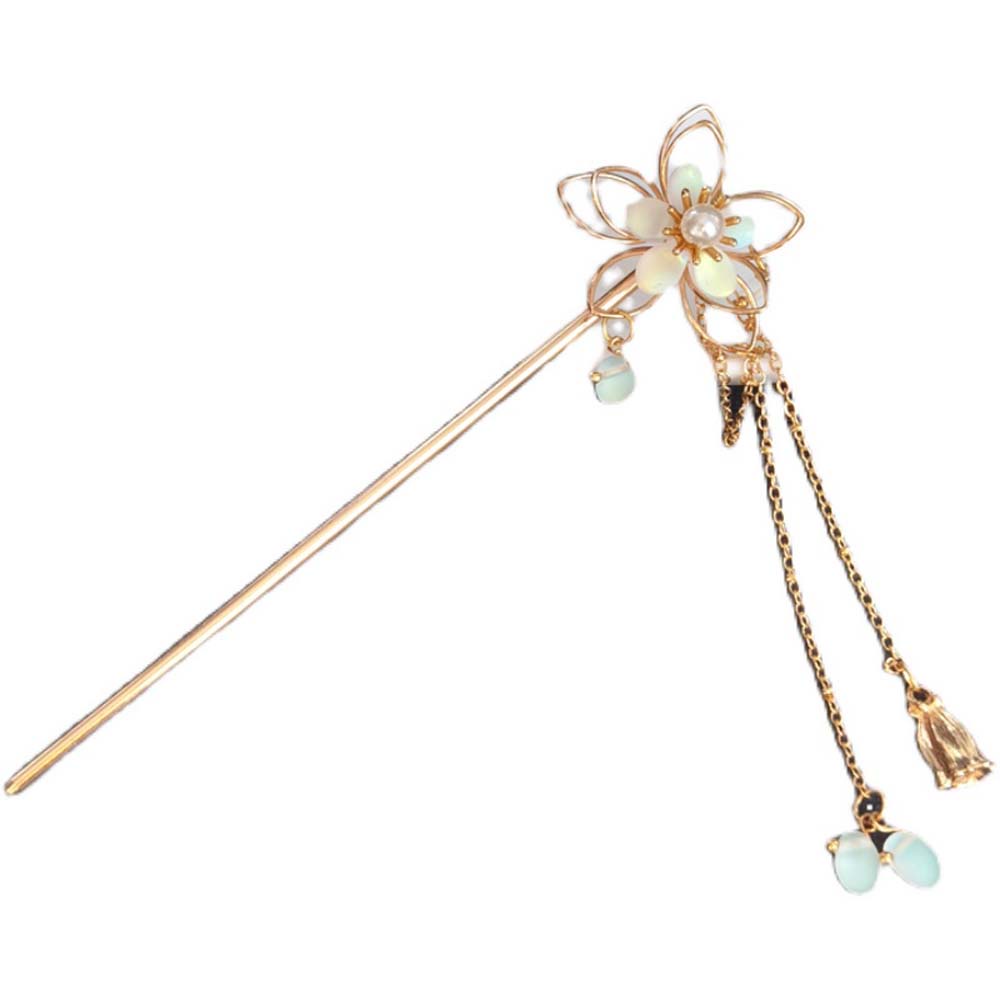 Trâm Cài Tóc Bằng Hợp Kim Hình Hoa Phối Tua Rua Phong Cách Trung Hoa Cổ Điển Cho Nữ