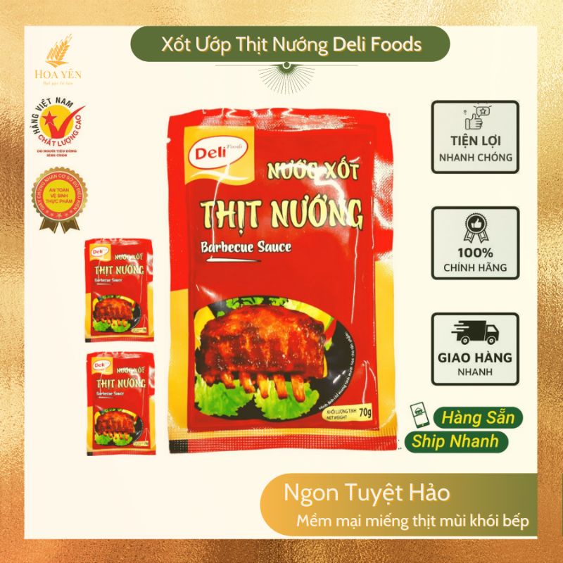 Xốt Ướp Thịt Nướng Ngon Deli Foods ( gói 70gr ) Hoa Yên Market- Giúp thịt nướng thấm sâu đậm vị, mềm mọng nước đẹp mắt