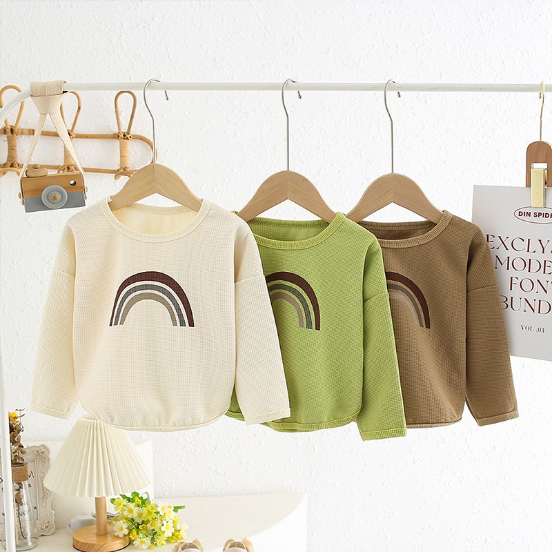 Áo sweater IQ ANGEL tay dài cổ tròn phong cách Hàn Quốc mới cho bé trai và bé gái