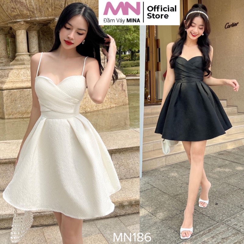 Đầm dự tiệc MINA thiết kế 2 dây chất liệu gấm cao cấp sang trọng phù hợp dự tiệc, đi chơi, hẹn hò - MN186
